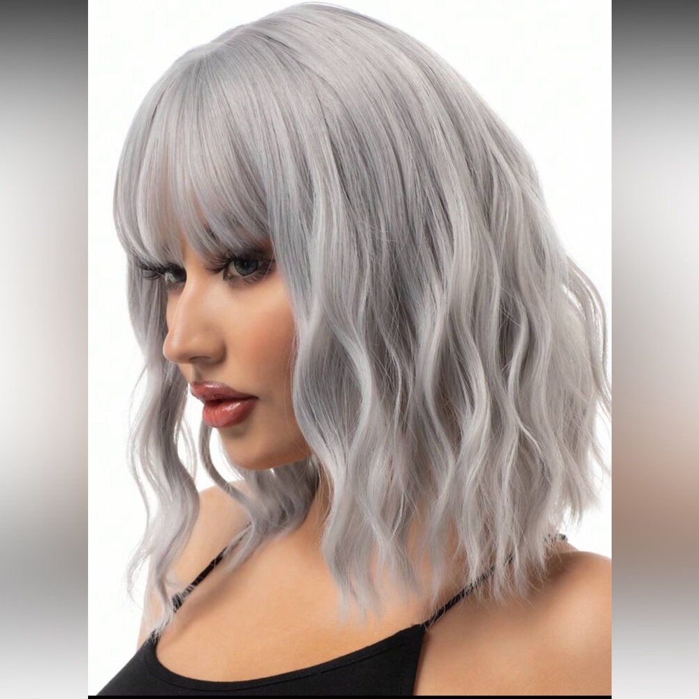14inch Silver bob Hair Wig Halloween